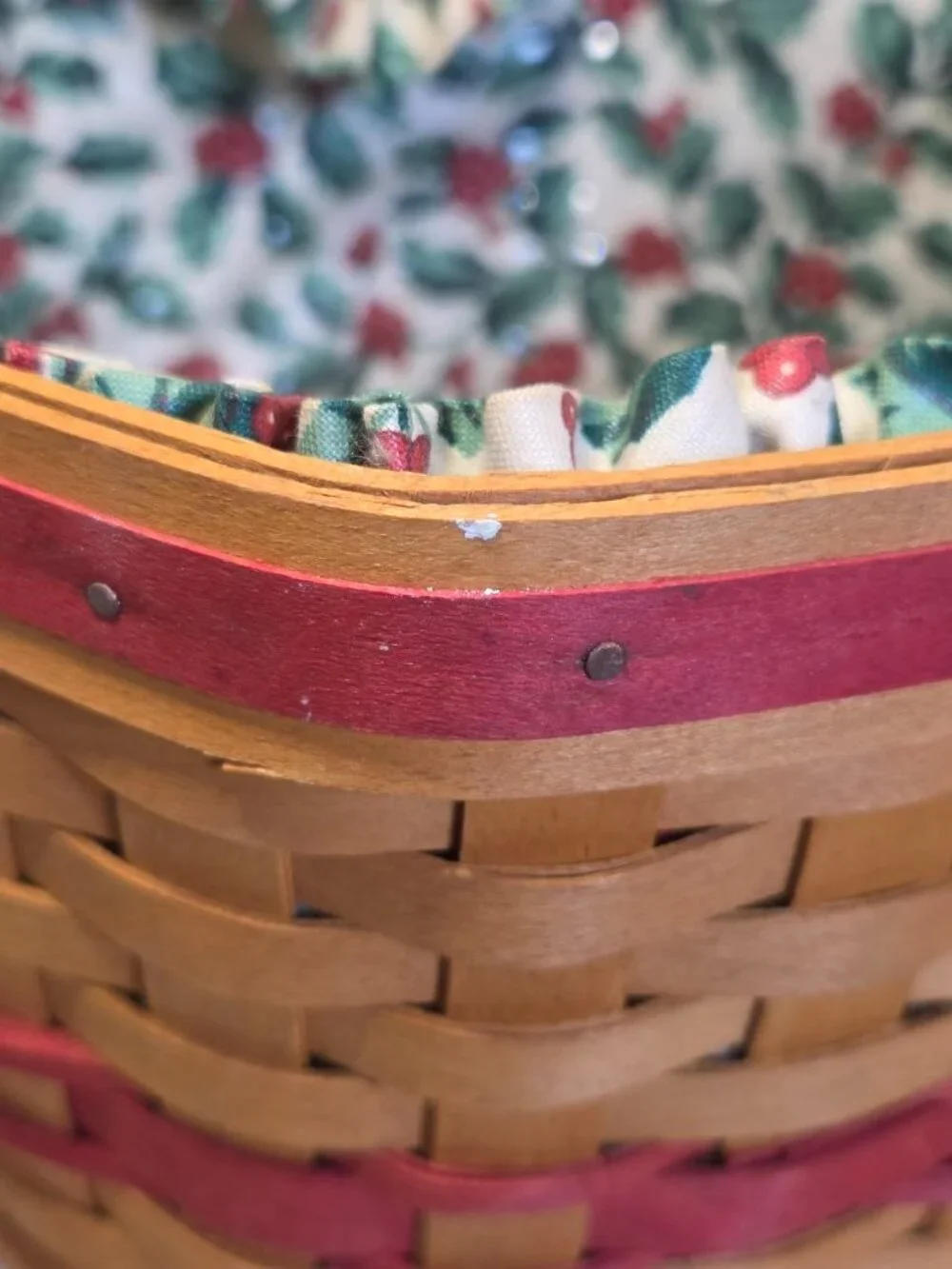 Vintage Longaberger 1997 Christmas Collection Snowflake Basket Fabric And Liner